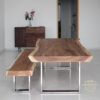 meja trembesi kaki stainless