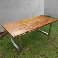 meja trembesi kaki stainless
