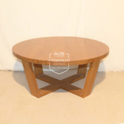 coffee table minimalis bundar kayu jati