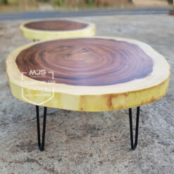 coffee table kayu bundar natural alami kayu solid