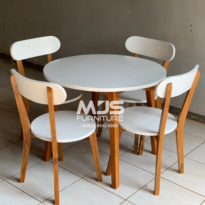 Kursi cafe jati jepara putih minimalis modern