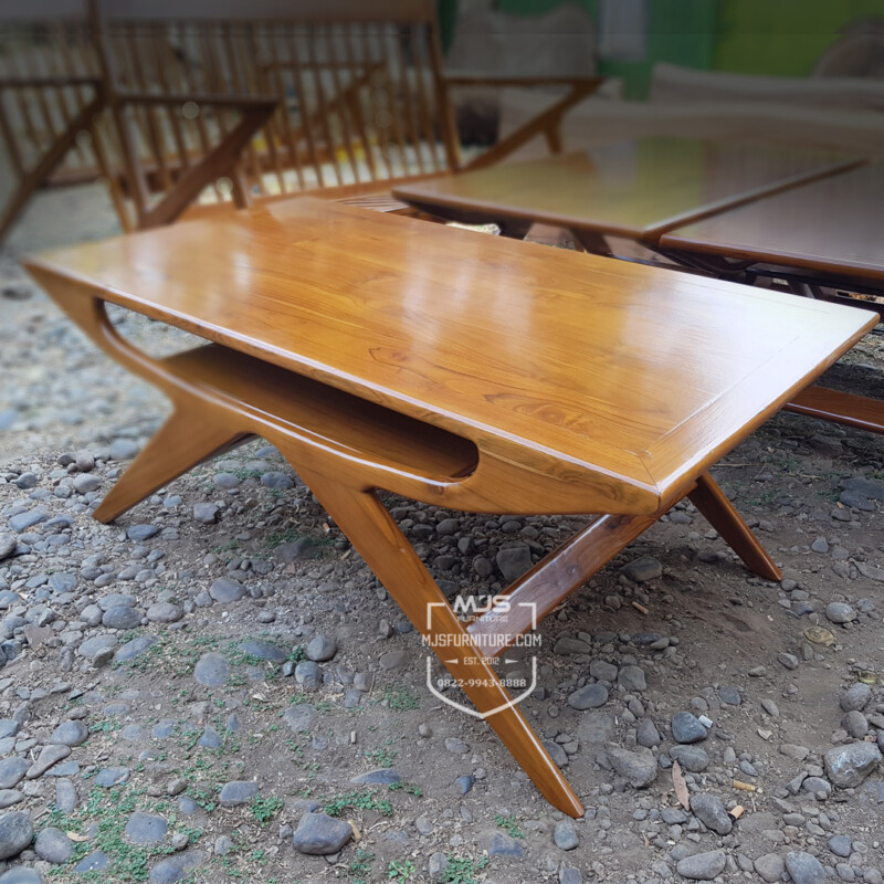 meja tamu cafe unik kayu jati minimalis