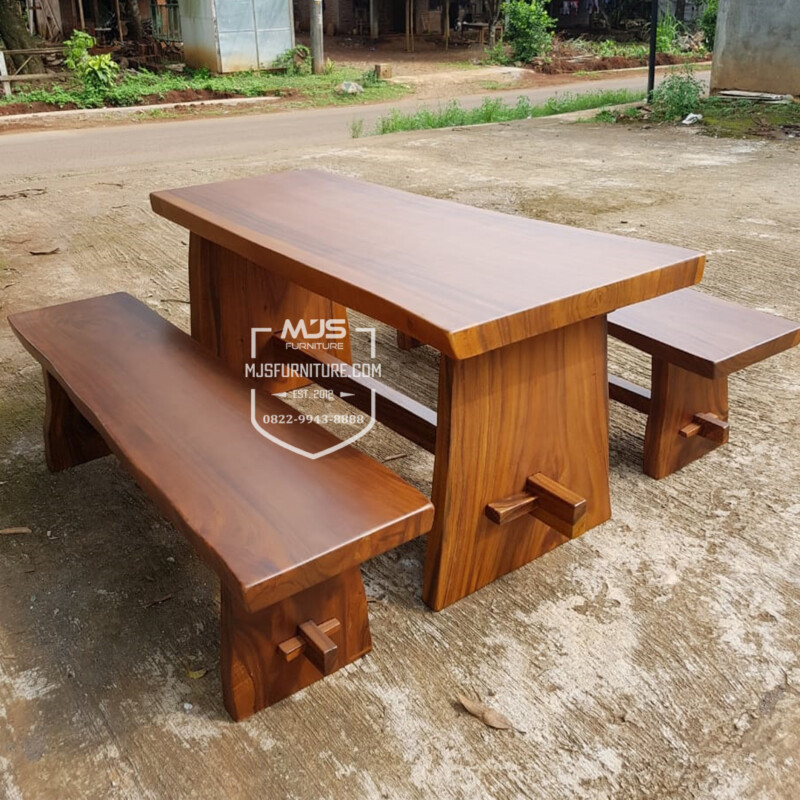 meja makan kayu trembesi doff