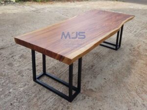 meja meeting kayu solid trembesi natural