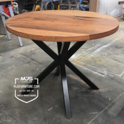 meja cafe bundar kaki besi industrial