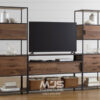 Rak tv stand industrial besi dan kayu jati