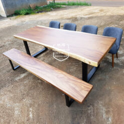 set meja trembesi kaki besi