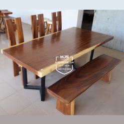 set meja makan kayu solid trembesi murah