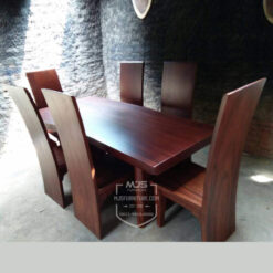 set meja makan kayu trembesi solid