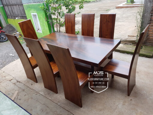 set meja trembesi rata minimalis
