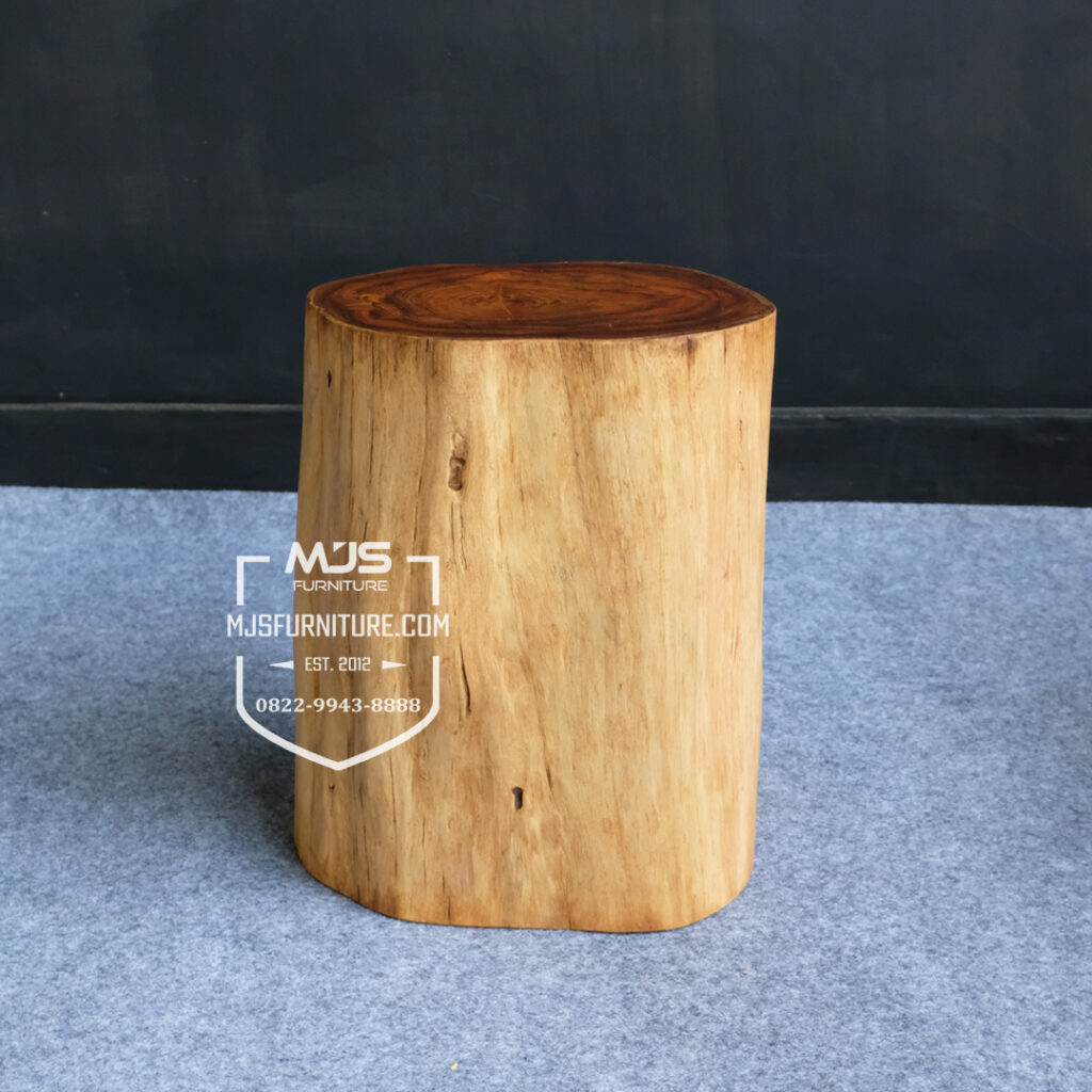 Kursi Stool Potongan  Log Kayu  Jati Utuh Antik MJS 