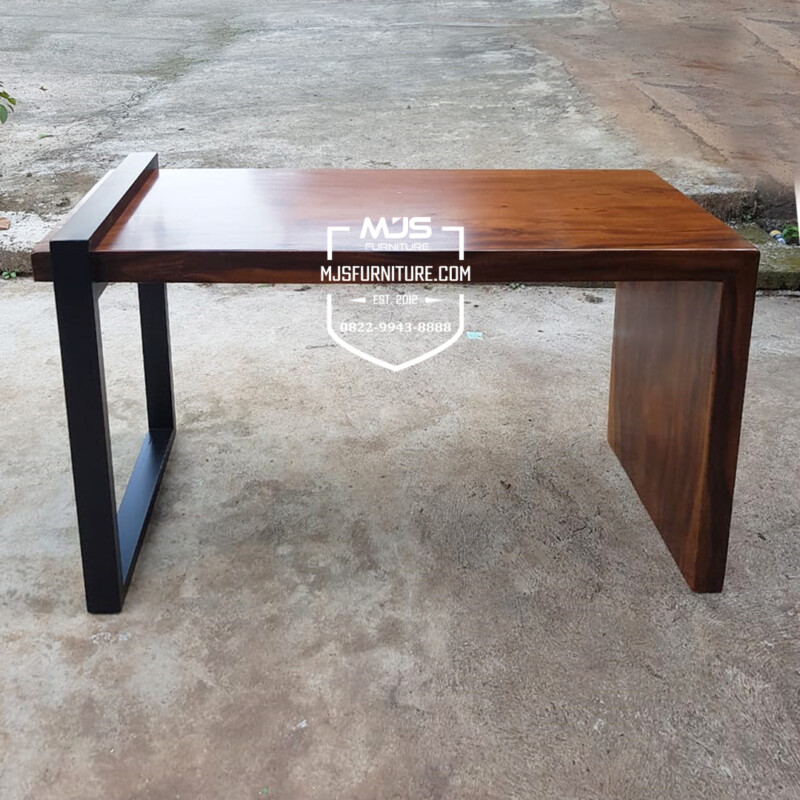 meja konsul trembesi industrial kaki besi