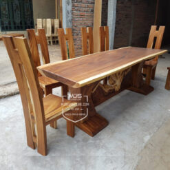 set meja kayu trembesi suar kaki balok