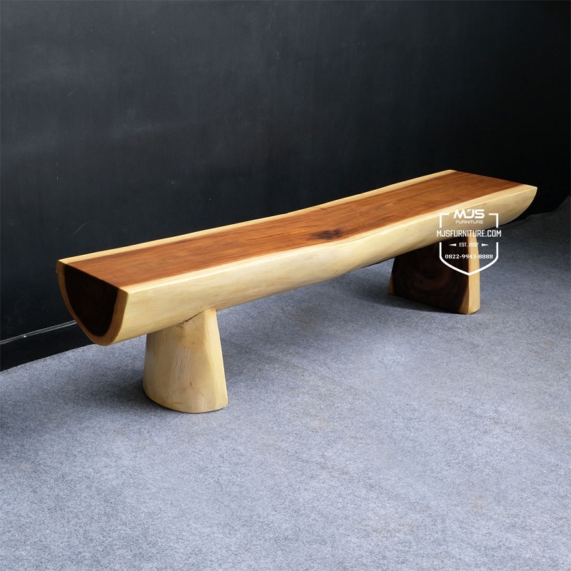 bangku kayu solid trembesi utuh