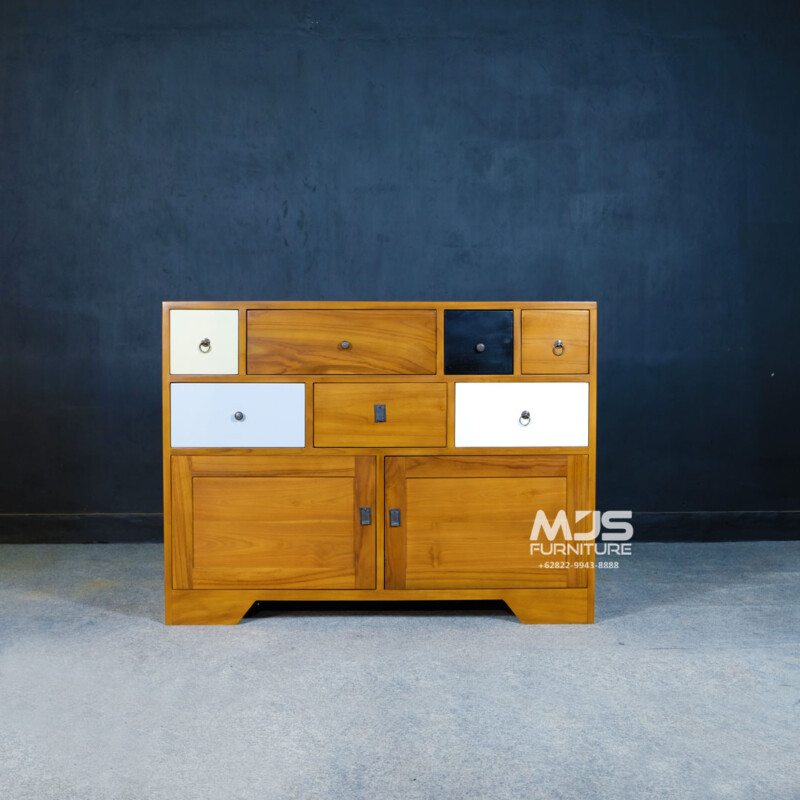 cabinet laci kayu jati industrial