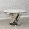 meja marmer mewah bundar kaki stainless