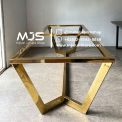 kaki meja stainless gold glossy