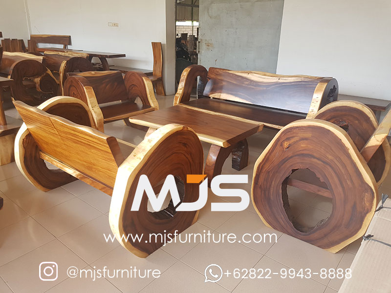 kursi tamu natural kayu trembesi