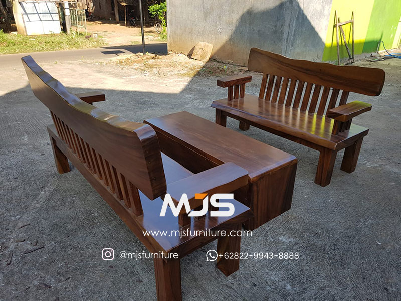 kursi tamu kayu solid tebal trembesi