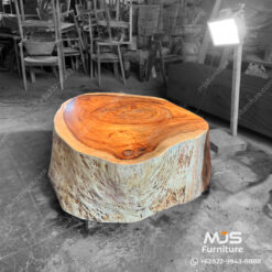meja tamu bundar kayu solid besar alami