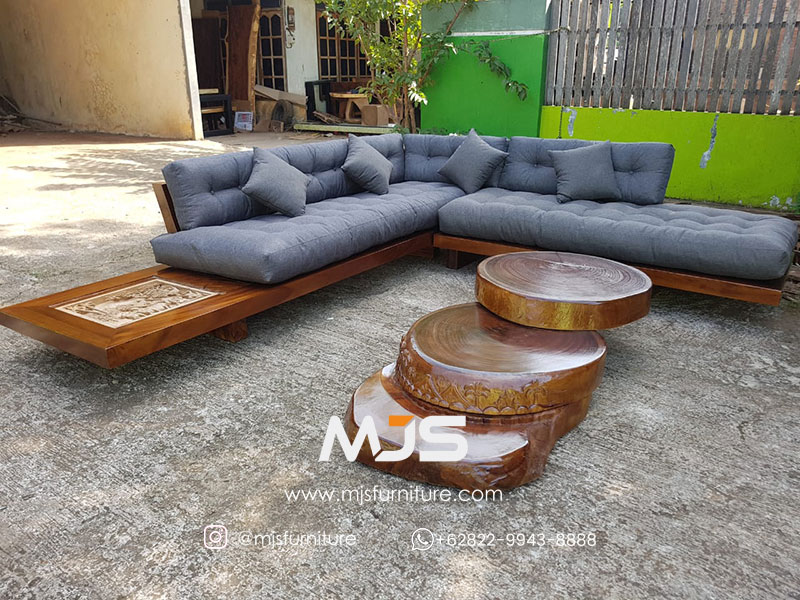 kursi tamu natural antik kayu solid trembesi