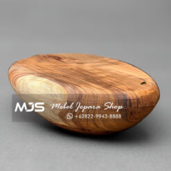 meja tamu kayu solid bulat oval