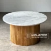 coffee table marmer bundar kayu jati salur