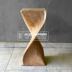 meja stool kayu solid untir twister