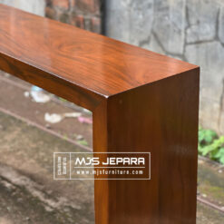 finishing meja konsul kayu solid walnut