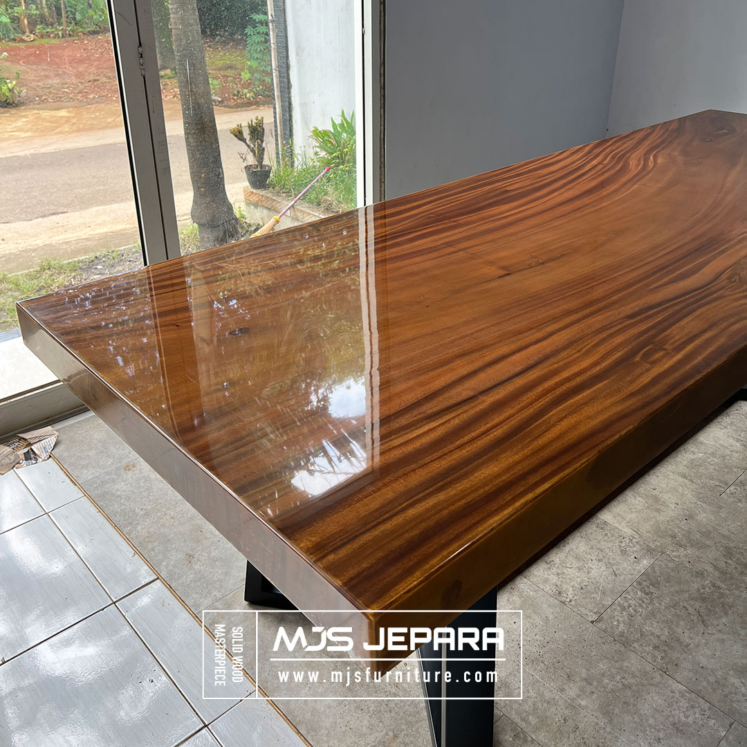 meja meeting resin kayu glossy