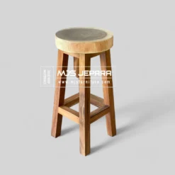 Kursi bar bundar alami kayu solid