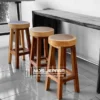 kursi cafe bar kayu solid trembesi bundar natural