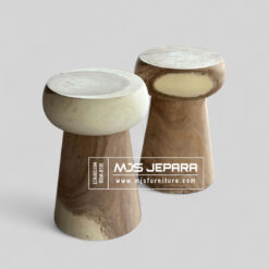 Kursi stool bundar kayu solid jepara