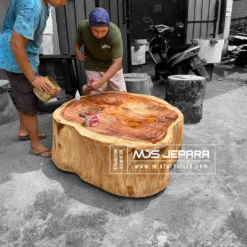 meja kayu solid log tebal utuh potongan pohon