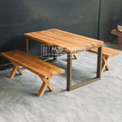 meja taman jati simple outdoor