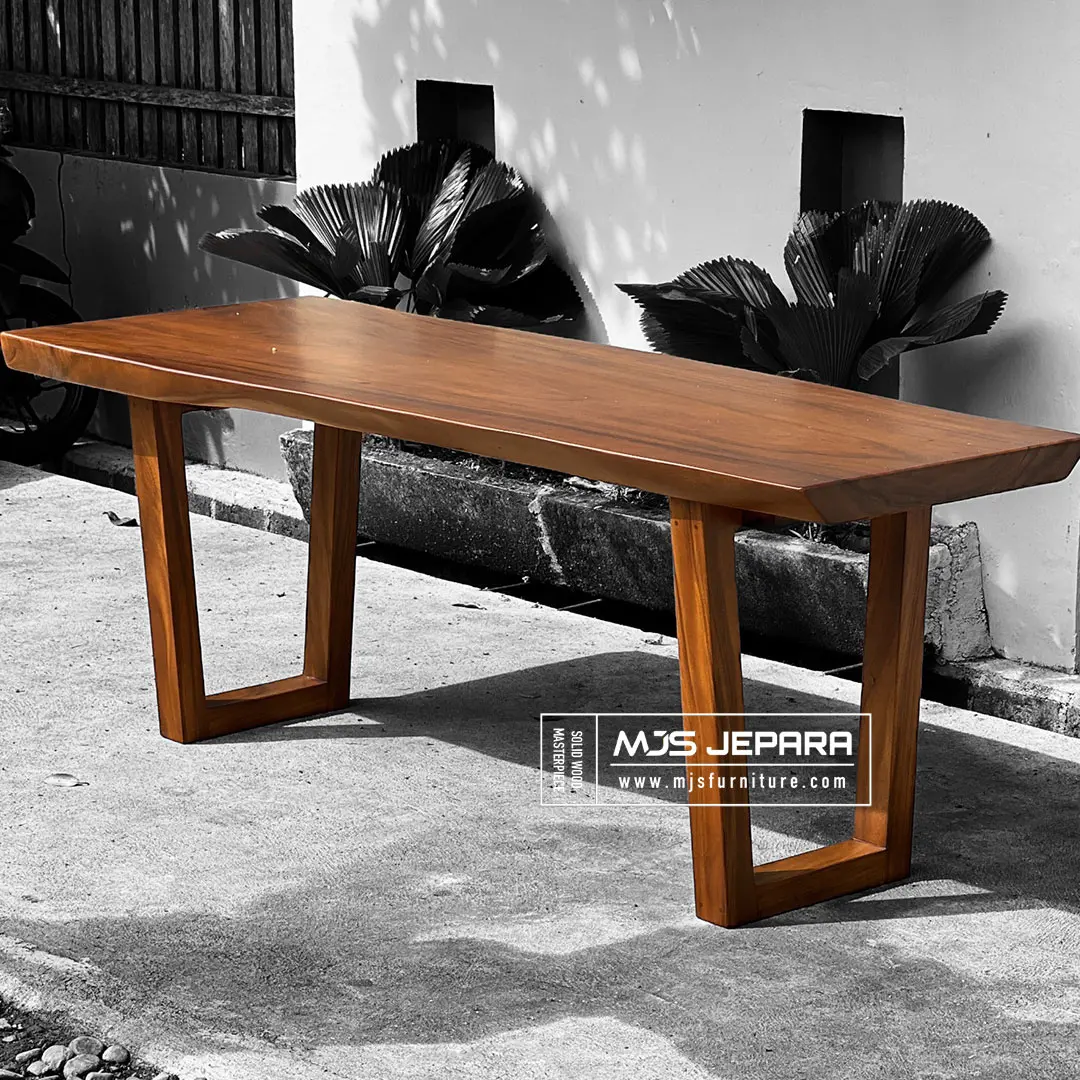 meja konsul kayu solid trembesi natural