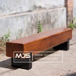 Bangku Balok Kayu Solid Utuh Kaki Kayu Balok