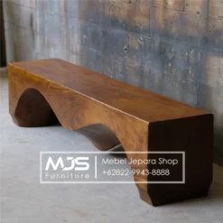 Bangku Balok Kayu Solid Lengkung Mountain Bench