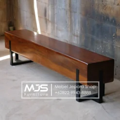 Bangku Balok Kayu Solid Trembesi Finishing Glossy