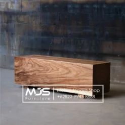 Bangku Balok Kotak Kayu Solid Padat Suar Wood