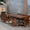 Meja Makan Kayu Jati Solid Perhutani Panjang