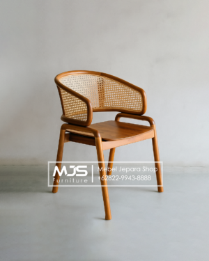 Kursi Cafe Jati Rotan Sandaran Lengkung