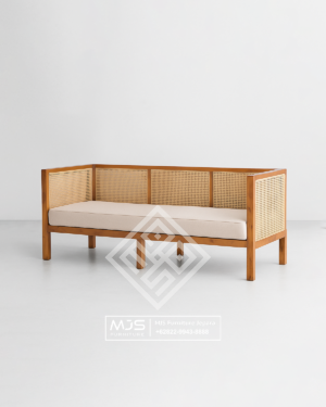 Bangku Sofa Jati Kombinasi Rotan