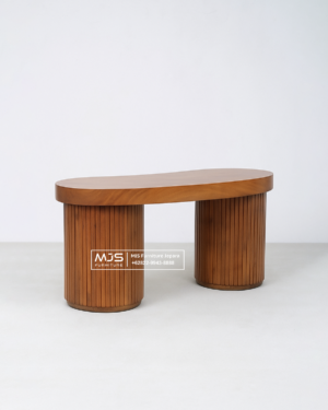Meja Kerja Kayu Solid Trembesi Model Lengkung Unik