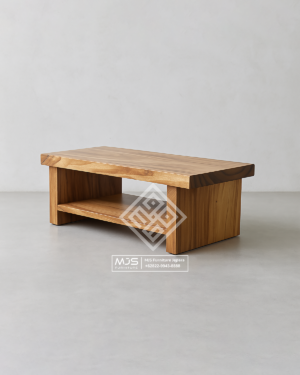 Coffee Table Kayu Solid dengan Ambalan