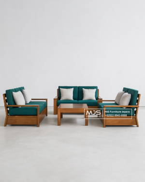 Kursi Tamu Sofa Kayu Jati dengan Bantalan Duduk 