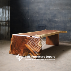 Meja Kayu Solid Lengkung