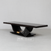 Meja Kayu Solid Tebal Model Lengkung