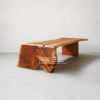 Meja Kayu Solid Lengkung L Natural Besar