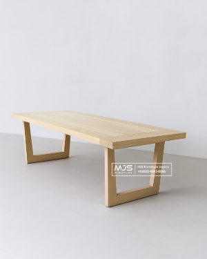 Meja Makan Kayu Jati Solid Minimalis Warna Bleaching